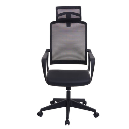 Bureaustoel MCW-J52, bureaustoel, ergonomische hoofdsteun, kunstleer ~ zwart