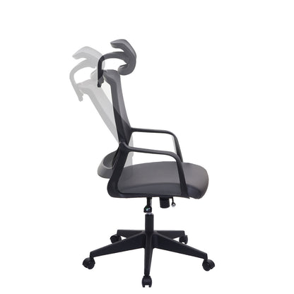 Bureaustoel MCW-J52, bureaustoel, ergonomische hoofdsteun, kunstleer ~ grijs