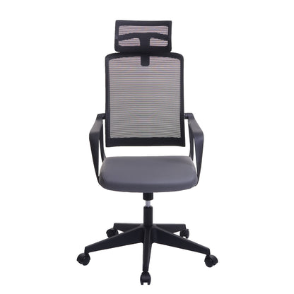 Bureaustoel MCW-J52, bureaustoel, ergonomische hoofdsteun, kunstleer ~ grijs