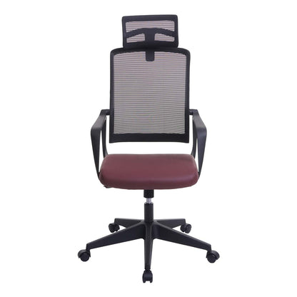 Bureaustoel MCW-J52, bureaustoel, ergonomische hoofdsteun, kunstleer ~ bordeaux-rood