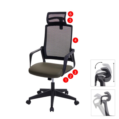 Bureaustoel MCW-J52, bureaustoel, ergonomische hoofdsteun, kunstleer ~ olijfgroen