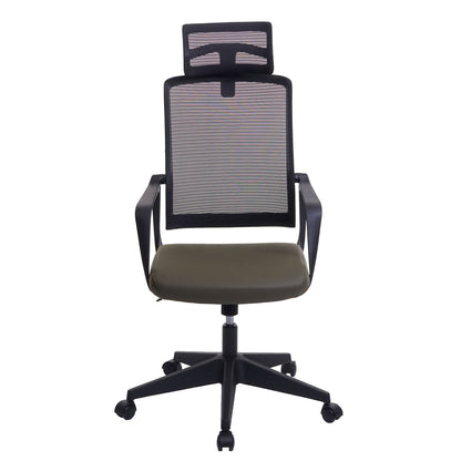 Bureaustoel MCW-J52, bureaustoel, ergonomische hoofdsteun, kunstleer ~ olijfgroen