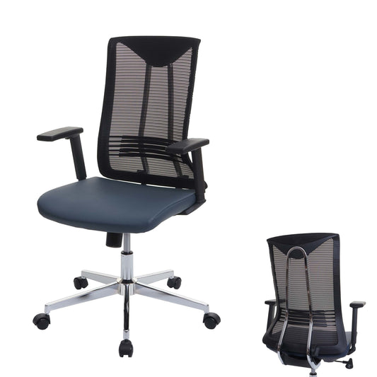 Bureaustoel MCW-J53, bureaustoel ergonomisch kunstleder ~ blauw-grijs