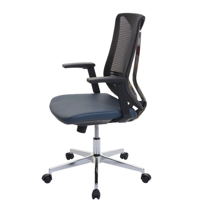 Bureaustoel MCW-J53, bureaustoel ergonomisch kunstleder ~ blauw-grijs