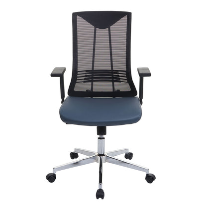 Bureaustoel MCW-J53, bureaustoel ergonomisch kunstleder ~ blauw-grijs