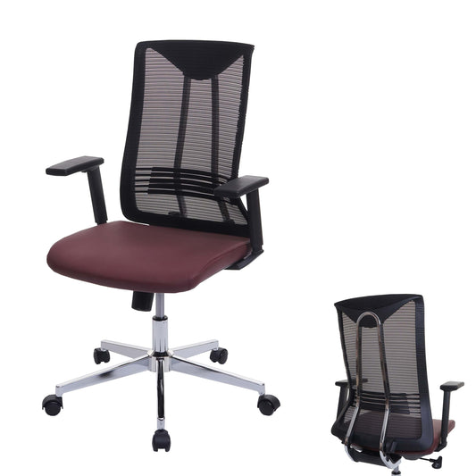 Bureaustoel MCW-J53, bureaustoel ergonomisch kunstleder ~ bordeaux-rood