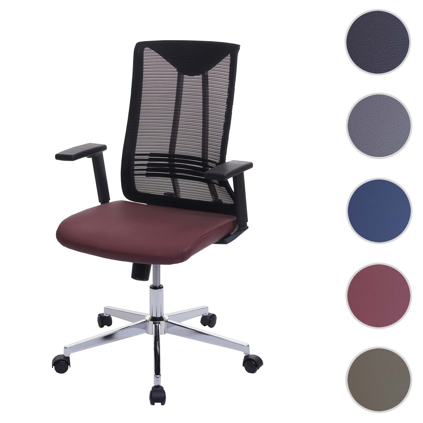 Bureaustoel MCW-J53, bureaustoel ergonomisch kunstleder ~ bordeaux-rood