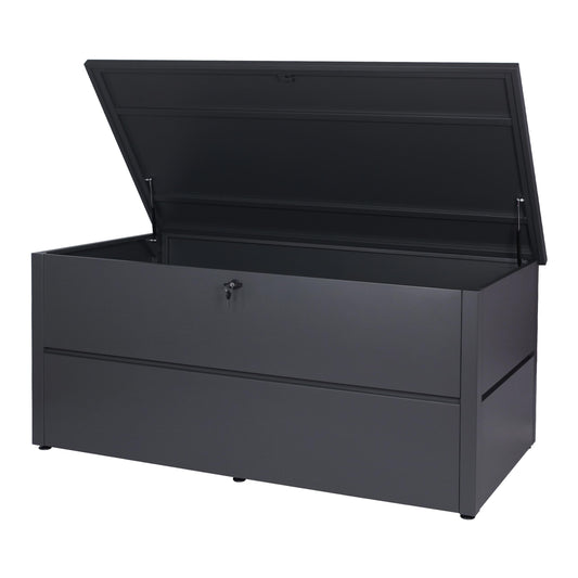 Tuinkist MCW-J56, opbergkist gewatteerd, waterdicht metaal roestvrij staal 69x165x85cm 692l ~ antraciet
