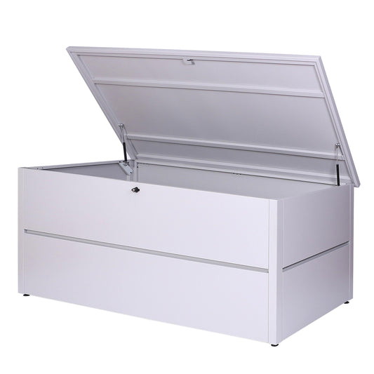 Tuinkist MCW-J56, opbergkist kussenkist, waterdicht metaal roestvrij staal 69x165x85cm 692l ~ lichtgrijs