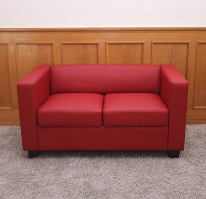 2-zits bank loungebank Lille ~ leer, rood