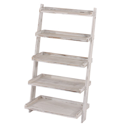 Staande plank Plantenplank Bloemenstandaard, 119x64x38cm, shabby look, vintage ~ wit