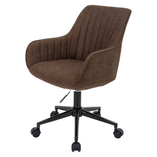 Bureaustoel MCW-J62, bureaustoel bureaustoel fauteuil, stof/textiel met armleuningen ~ bruin