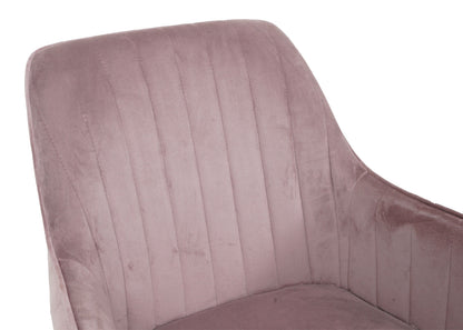 Bureaustoel MCW-J62, bureaustoel bureaustoel fauteuil stoel, fluweel met armleuning gouden voet ~ roze