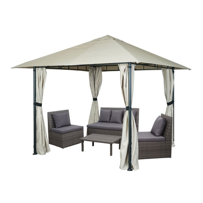 Pergola MCW-J63, tuinpaviljoen terrasoverkapping met zijwand, 3x3m ~ crème-beige