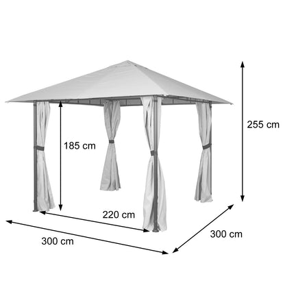 Pergola MCW-J63, tuinpaviljoen terrasoverkapping met zijwand 3x3m ~ antraciet
