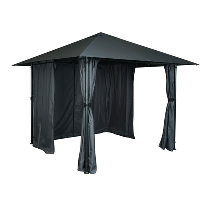 Pergola MCW-J63, tuinpaviljoen terrasoverkapping met zijwand 3x3m ~ antraciet