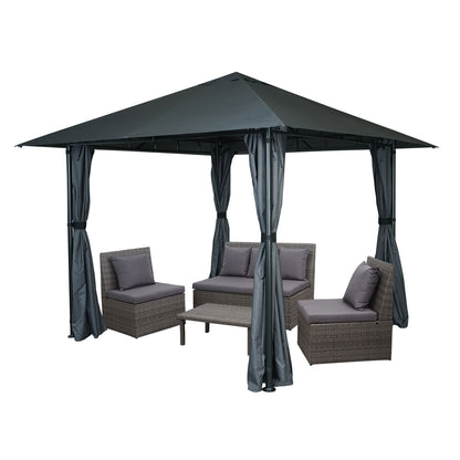 Pergola MCW-J63, tuinpaviljoen terrasoverkapping met zijwand 3x3m ~ antraciet