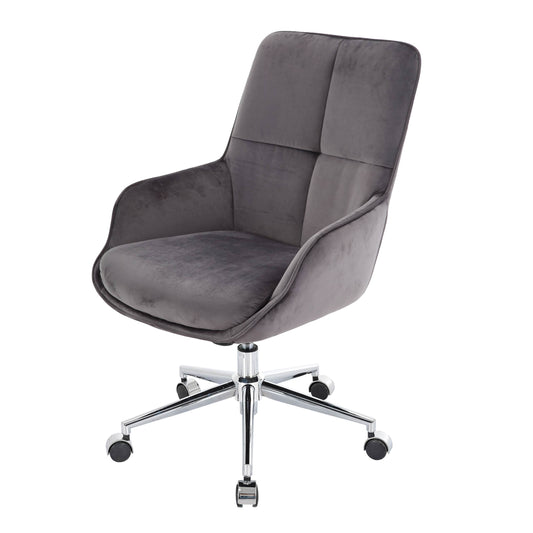 Bureaustoel MCW-J64, bureaustoel bureaustoel fauteuil, in hoogte verstelbaar fluweel MVG ~ donkergrijs