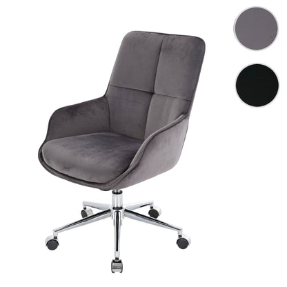 Bureaustoel MCW-J64, bureaustoel bureaustoel fauteuil, in hoogte verstelbaar fluweel MVG ~ donkergrijs