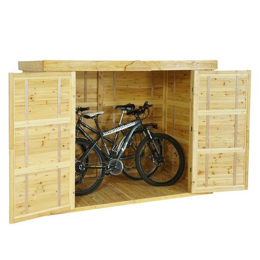 2-fietsengarage MCW-H63b, fietsbox gereedschapshok, afsluitbaar 155x205x107cm ~ bruin