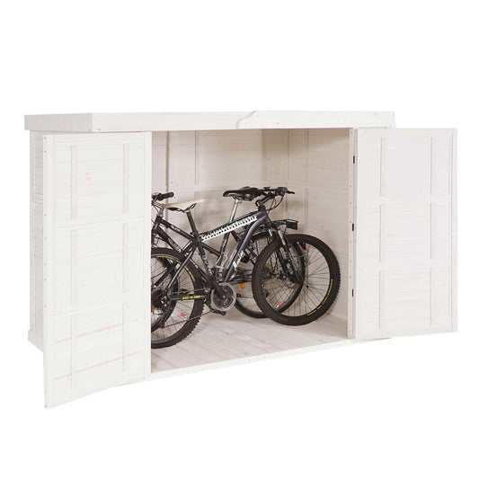 2-fietsengarage MCW-H63b, fietsbox gereedschapshok, afsluitbaar 155x205x107cm ~ wit