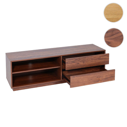 TV-rek MCW-J78, TV-tafel lowboard ladekast, lade, MDF 42x140x40cm ~ walnoot look
