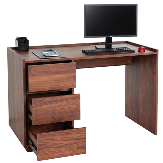 Bureau MCW-J78, bureau computerbureau werktafel, lade, 78x121x60cm ~ walnoot look