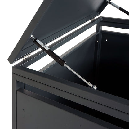 1 deksel afvalbak MCW-J82, afvalbak, uittrekbaar, metaal 32kg, antraciet ~ beukenhout look lichtbruin