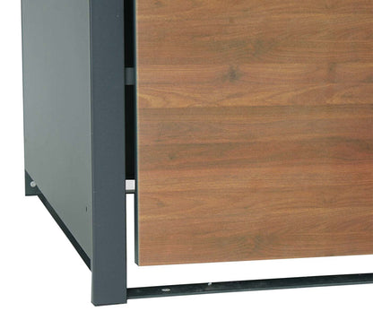 1 afvalemmerbehuizing MCW-J82, afvalemmerbox, uittrekbaar, metaal 32kg, antraciet ~ kersenhout look donkerbruin