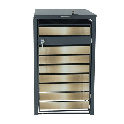 1 deksel afvalbak MCW-J81, afvalbak, uitbreidbaar, metaal 32kg, antraciet ~ goud