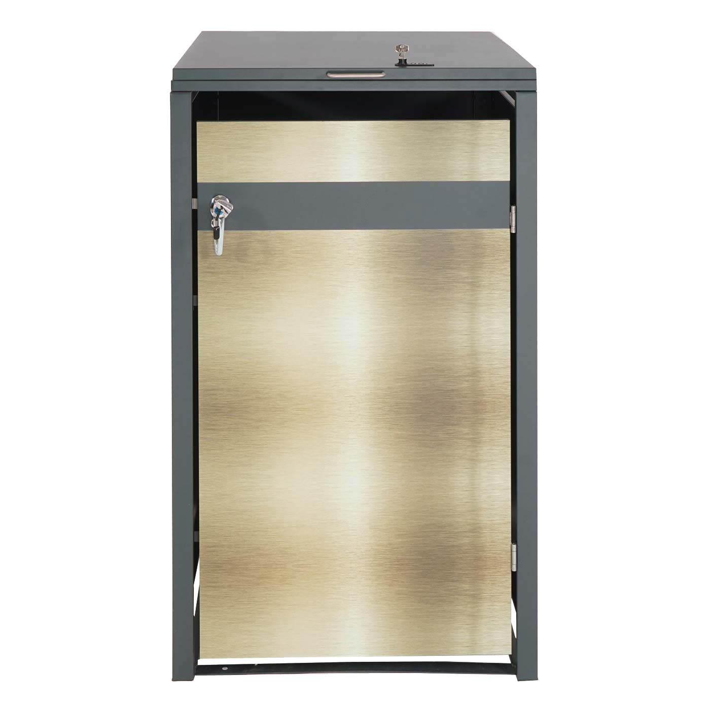 1 deksel afvalbak MCW-J82, afvalbak, uitbreidbaar, metaal 32kg, antraciet ~ goud