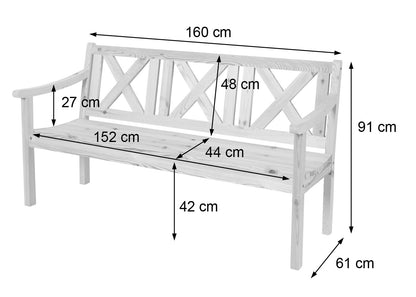 Tuinbank Kopenhagen, zitbank parkbank houten bank, 3-zits horeca kwaliteit massief hout 160cm ~ donkerbruin