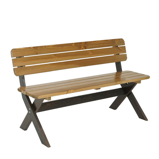 Tuinbank MCW-J83, parkbank houten bank, massief hout MVG-gecertificeerd 148cm ~ bruin, grenen donkerbruin