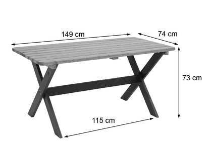 Tafel MCW-J83, tuintafel houten tafel, massief hout MVG-gecertificeerd 149cm ~ bruin, grenen donkerbruin