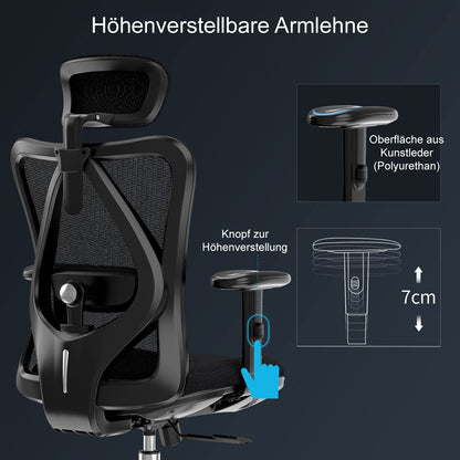Bureaustoel MCW-J86, bureaustoel, ergonomisch, verstelbare lendensteun 150kg belastbaar ~ zonder voetsteun, zwart