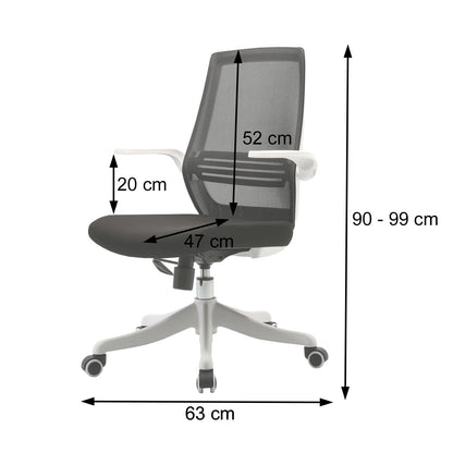 SIHOO Moderne ergonomische bureaustoel, bureaustoel, ademend, taillesteun, opklapbare armleuning ~ zwart