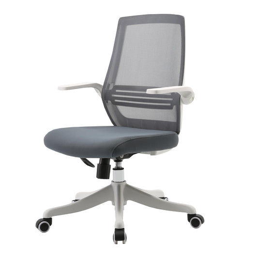 Moderne bureaustoel MCW-J88, bureaustoel, ergonomisch ademend, taillesteun, hefbare armleuning ~ grijs