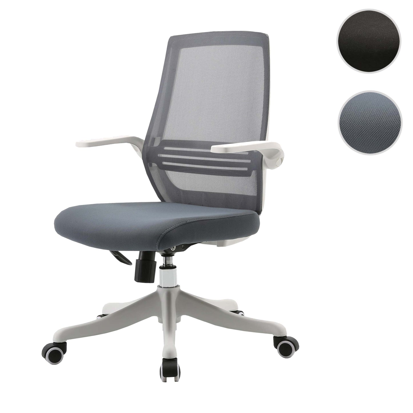 Moderne bureaustoel MCW-J88, bureaustoel, ergonomisch ademend, taillesteun, hefbare armleuning ~ grijs