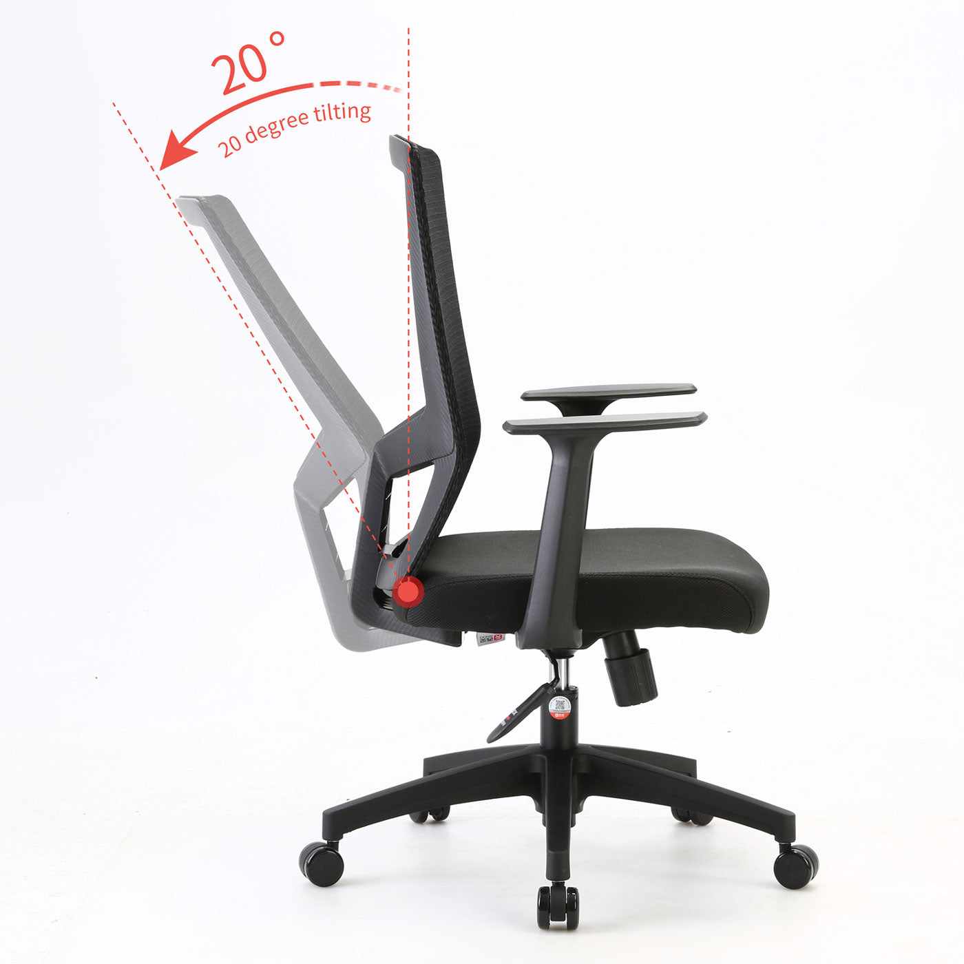 SIHOO bureaustoel bureaustoel, ergonomische S-vormige rugleuning, ademende verstelbare taillesteun ~ zwart