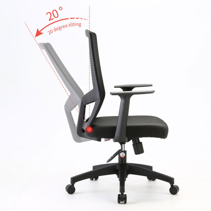 SIHOO bureaustoel bureaustoel, ergonomische S-vormige rugleuning, ademende verstelbare taillesteun ~ zwart