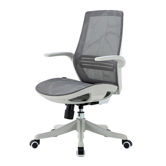 SIHOO bureaustoel bureaustoel, ergonomische S-vormige rugleuning, taillesteun opklapbare armleuning ~ grijs