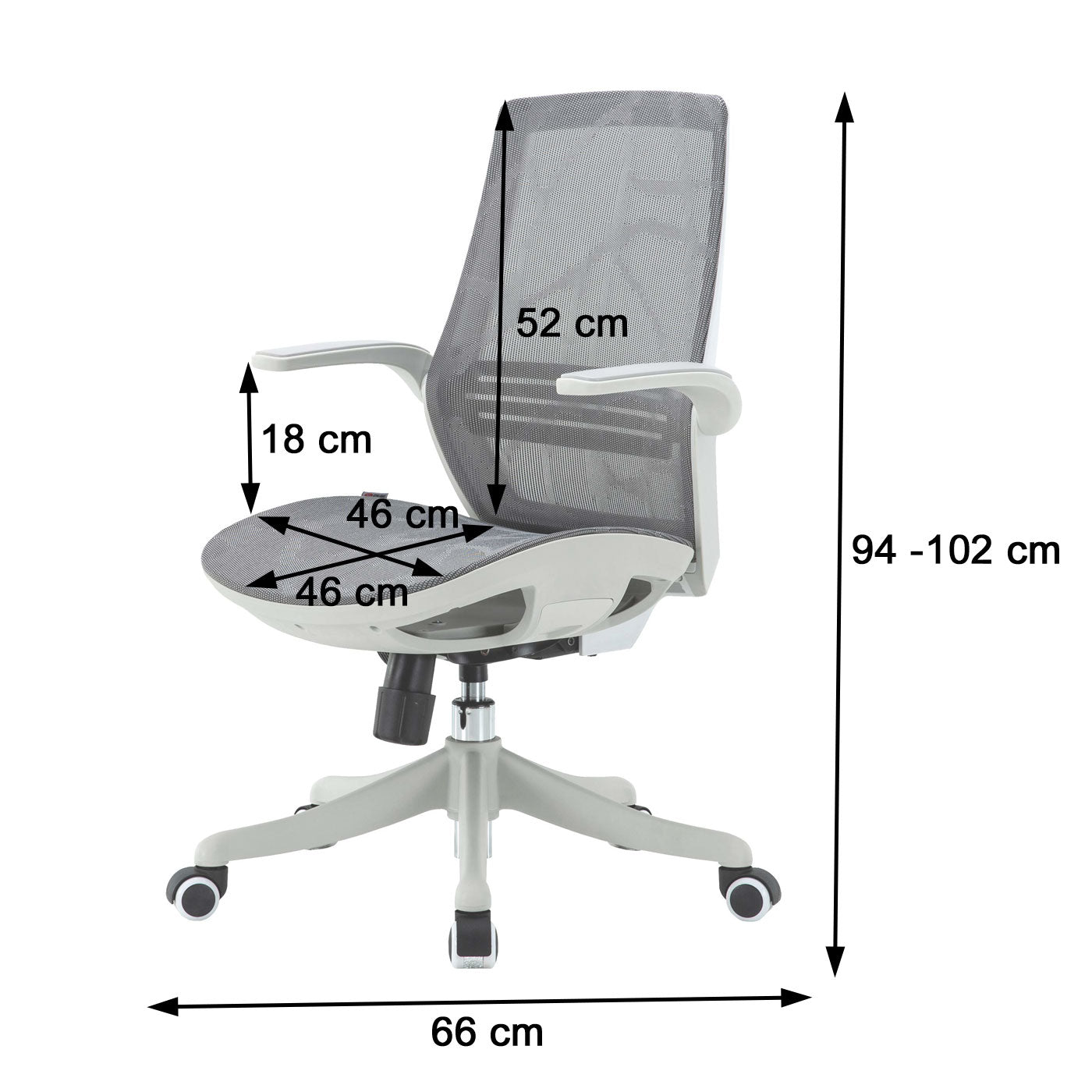 SIHOO bureaustoel bureaustoel, ergonomische S-vormige rugleuning, taillesteun opklapbare armleuning ~ grijs