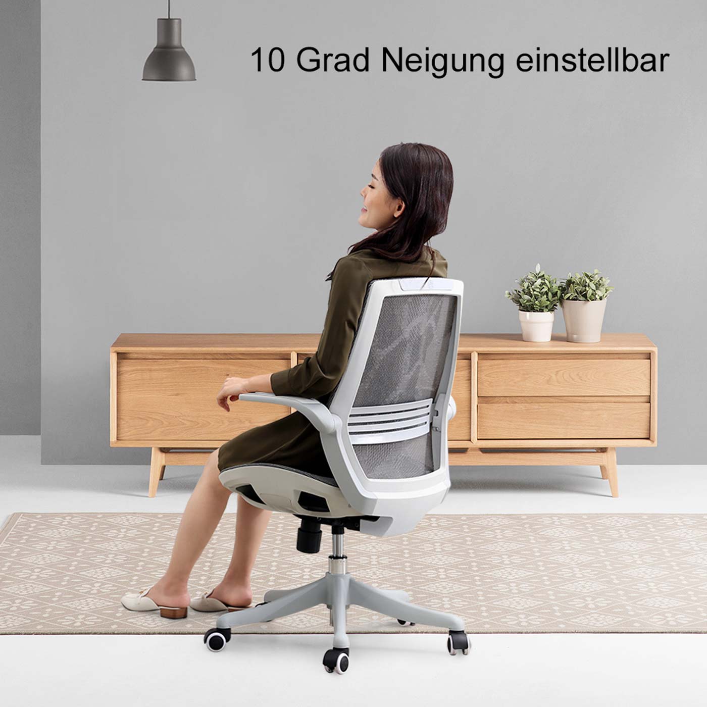 SIHOO bureaustoel bureaustoel, ergonomische S-vormige rugleuning, taillesteun opklapbare armleuning ~ grijs