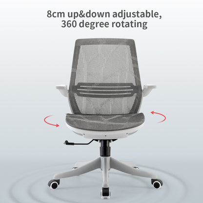 SIHOO bureaustoel bureaustoel, ergonomische S-vormige rugleuning, taillesteun opklapbare armleuning ~ grijs