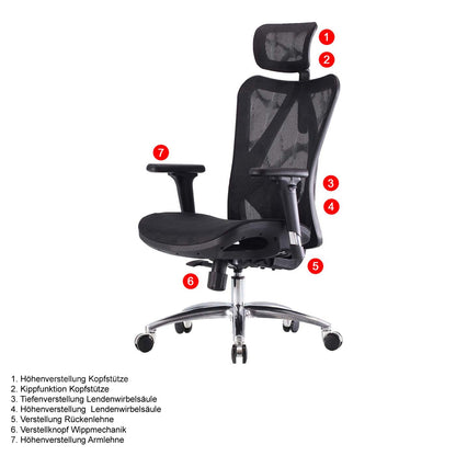 Bureaustoel MCW-J87, bureaustoel, ergonomisch verstelbare armleuning, 150kg belastbaar ~ bekleding zwart, frame zwart