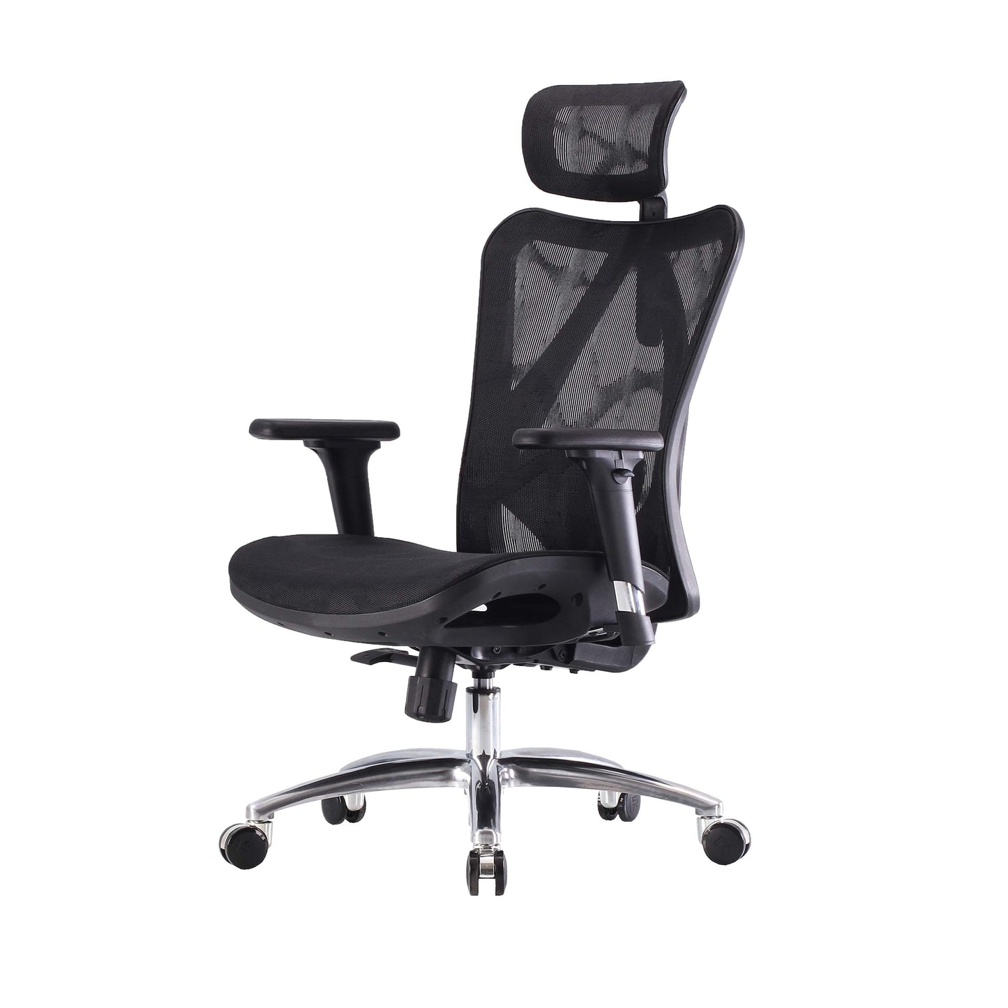 SIHOO bureaustoel bureaustoel, ergonomisch, verstelbare armleuning, 150kg belastbaar ~ bekleding zwart, frame zwart