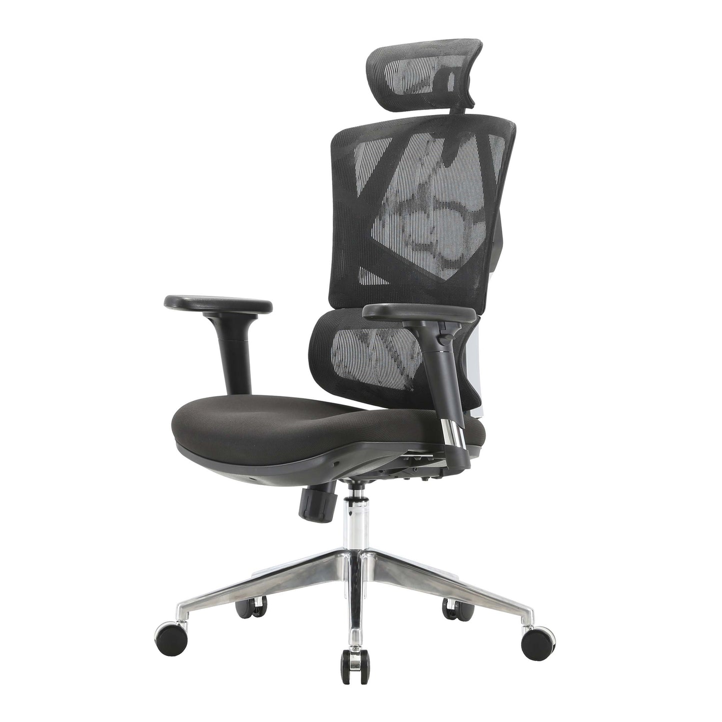 SIHOO bureaustoel bureaustoel ergonomisch, lendensteun hoge rugleuning 3D armleuningen ~ zwart gestoffeerd