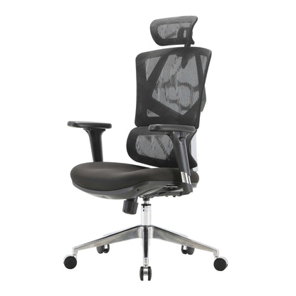 SIHOO bureaustoel bureaustoel ergonomisch, lendensteun hoge rugleuning 3D armleuningen ~ zwart gestoffeerd