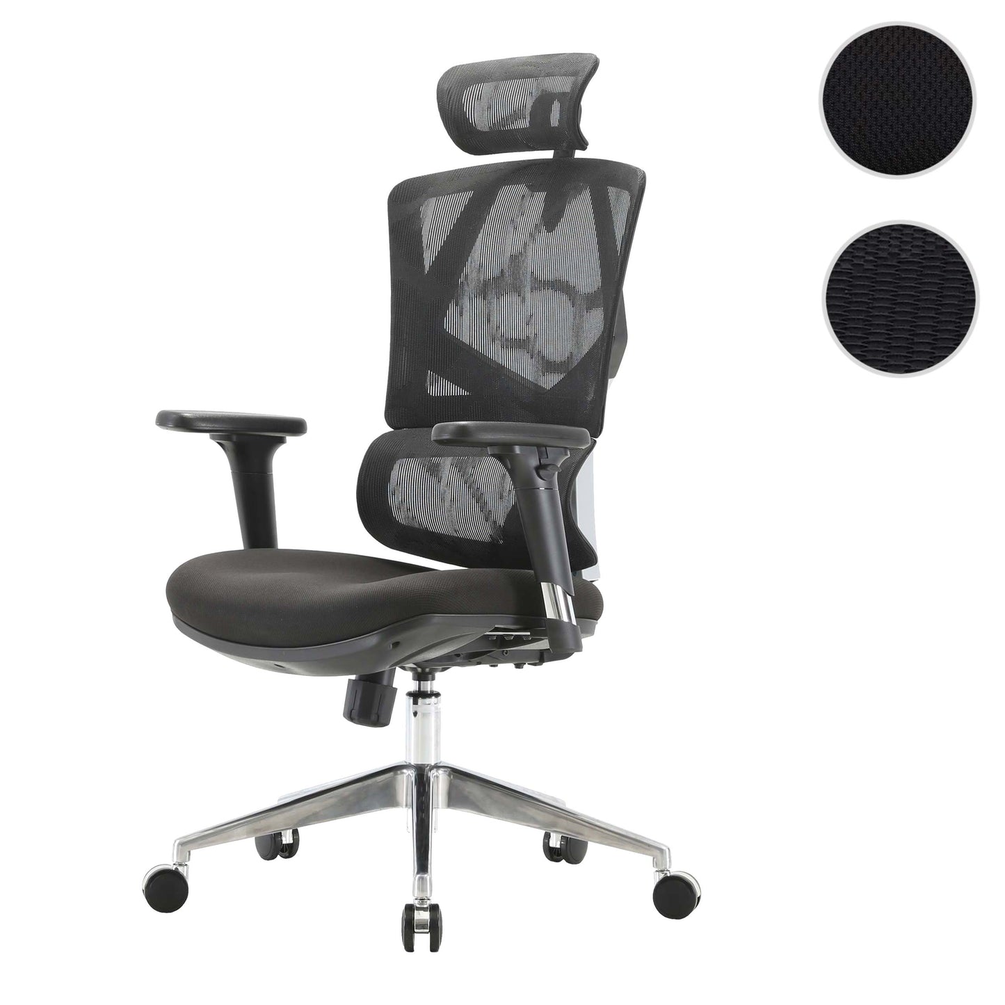 SIHOO bureaustoel bureaustoel ergonomisch, lendensteun hoge rugleuning 3D armleuningen ~ mesh zwart