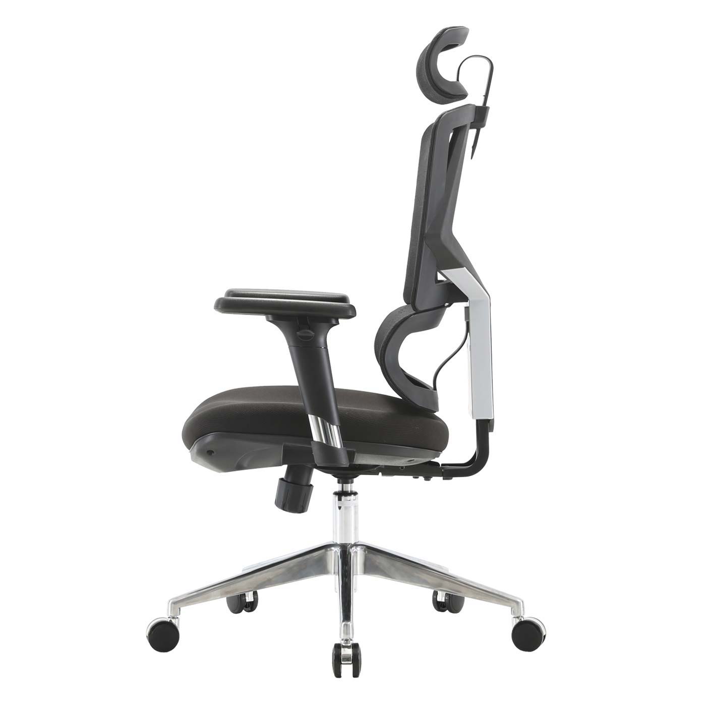 SIHOO bureaustoel bureaustoel ergonomisch, lendensteun hoge rugleuning 3D armleuningen ~ zwart gestoffeerd